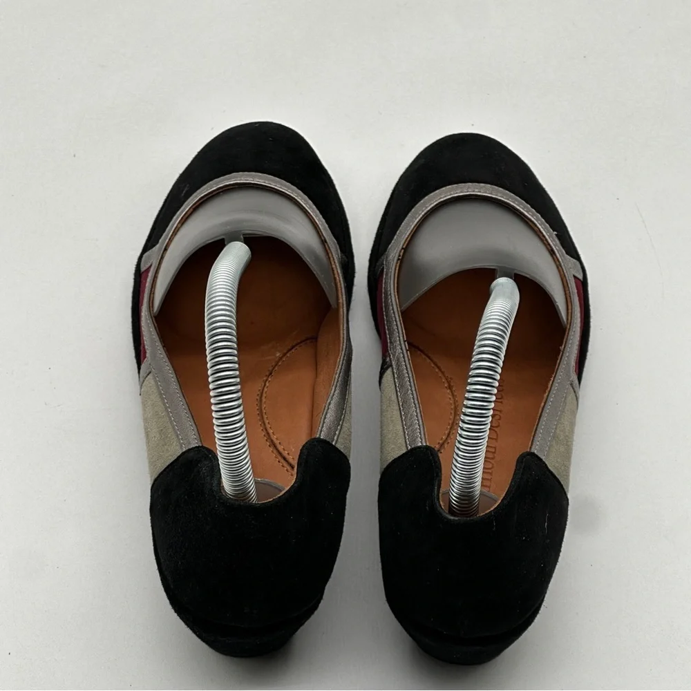 L'Amour Des Pieds Betty‎ Jane Flats Size 6 Black Red Suede Low Wedge Comfy Shoe